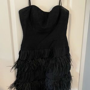 BCBG Cocktail dress with genuine ostrich feathers